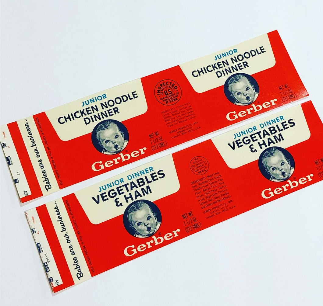 Mid Century Unused Gerber Baby Food Label