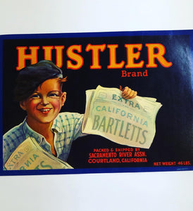 Unused Hustler Newsboy Fruit Crate Label