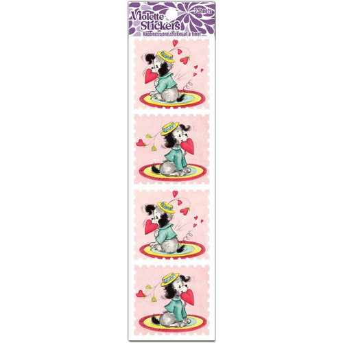 Adorable Retro Look Dog With Heart Sticker Pack