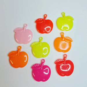 6 pcs Colorful Plastic Apple Charms