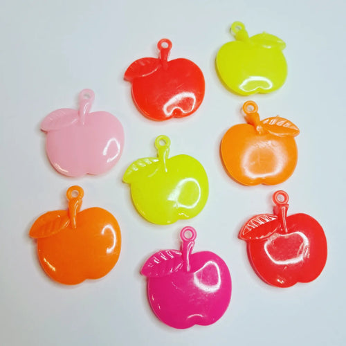 6 pcs Colorful Plastic Apple Charms