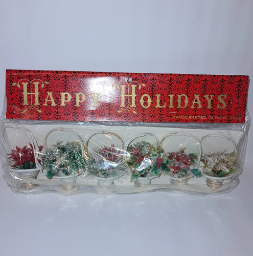 Vintage Christmas Plastic Floral Baskets