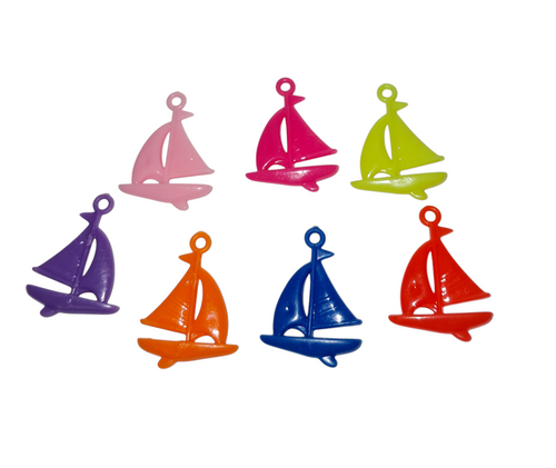 8 pcs Colorful Vintage Sailboat Charms