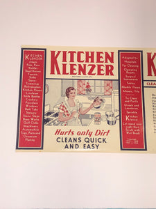 Unused 1930’s Kitchen Klenzer Label