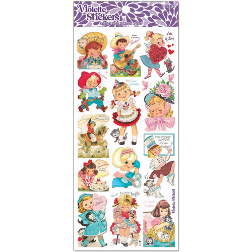 Retro Look Happy Birthday Children Stickers Pack