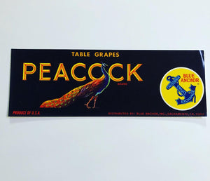 Unused Peacock Fruit Crate Label