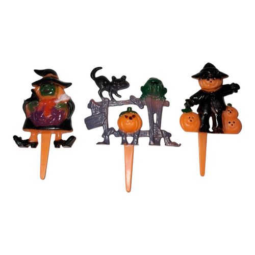 3 pcs Vintage Halloween Cake Picks