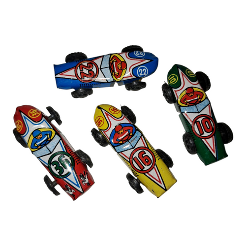 4 pcs Tiny Tin Race Cars Made in Japan