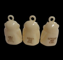 Load image into Gallery viewer, 1960s See Hear Speak No Evil Monkey Charms Set