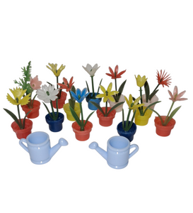 2 Mini Vintage Gumball Flowers and Watering Can