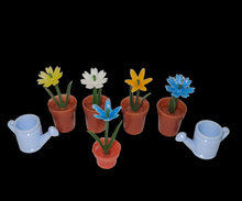 Load image into Gallery viewer, 2 Mini Vintage Gumball Flowers and Watering Can