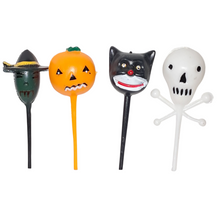 Load image into Gallery viewer, Retro Look Halloween Cake Picks Witch Pumpkin Skeleton Cat