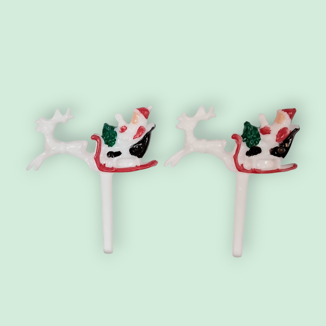 8pcs Santa in Sleigh Cake Picks