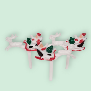 8pcs Santa in Sleigh Cake Picks