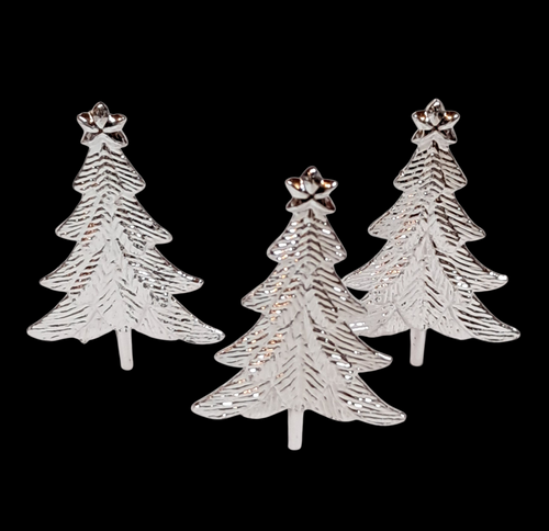 8 pcs Silver Tree Christmas Cake Picks