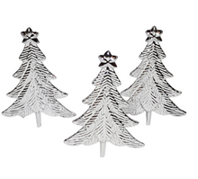 Load image into Gallery viewer, 8 pcs Silver Tree Christmas Cake Picks