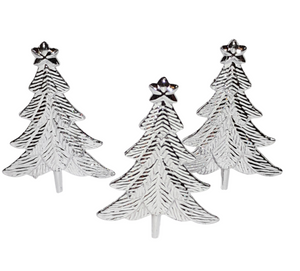 8 pcs Silver Tree Christmas Cake Picks