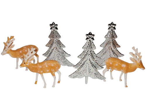4 Small Plastic Spotted Reindeer