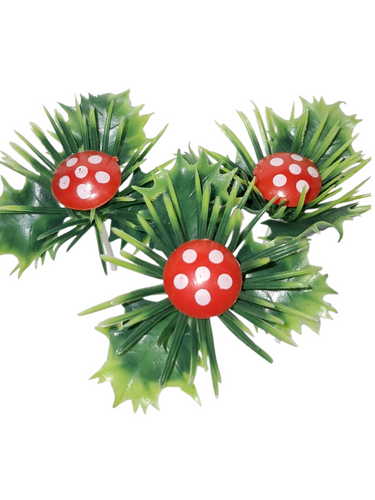 8pcs Mushroom Christmas Holly Cake Picks