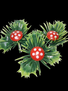 8pcs Mushroom Christmas Holly Cake Picks