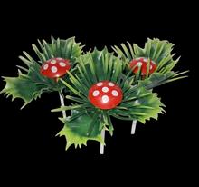 Load image into Gallery viewer, 8pcs Mushroom Christmas Holly Cake Picks