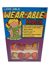 Load image into Gallery viewer, 1987 Wearable Flocked Animal Pins in Vending Box
