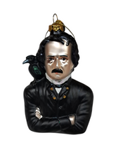 Load image into Gallery viewer, Edgar Allen Poe Glass Christmas Ornament