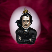 Load image into Gallery viewer, Edgar Allen Poe Glass Christmas Ornament
