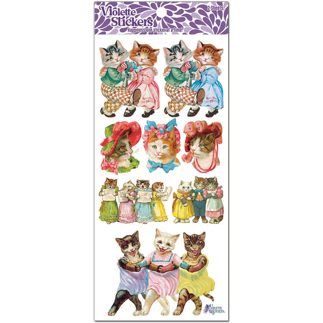 Victorian Look Dancing Cats Sticker Pack