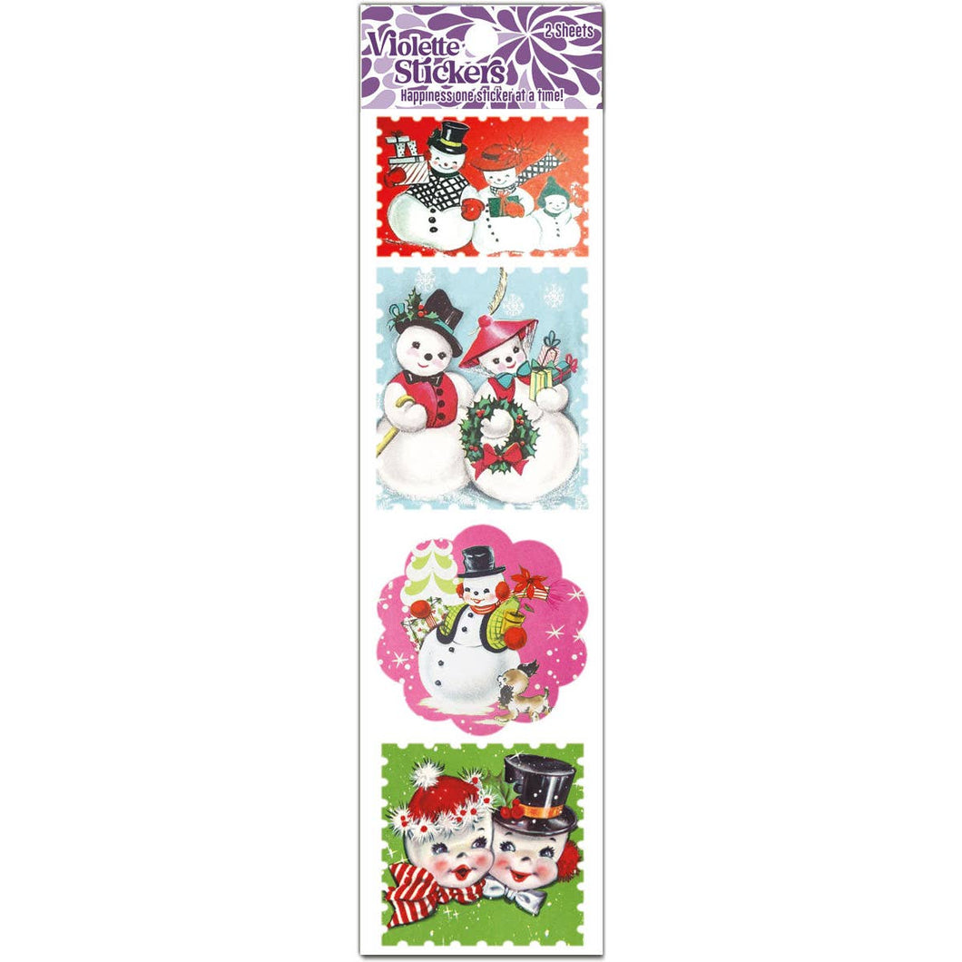 Retro 50's Look Snowman Stickers Pack