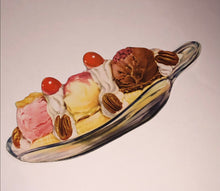 Load image into Gallery viewer, 1950’s Cardboard Die Cut Banana Split Soda Fountain Diner Sign