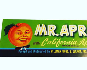 Anthropomorphic Mr. Apricot Fruit Crate Label