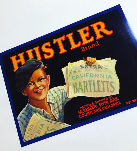 Unused Hustler Newsboy Fruit Crate Label