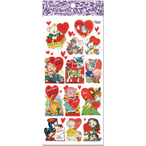 Retro Look Valentines Stickers Pack