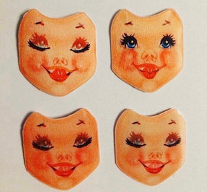 Unused Mid Century Doll Face Flicker Card