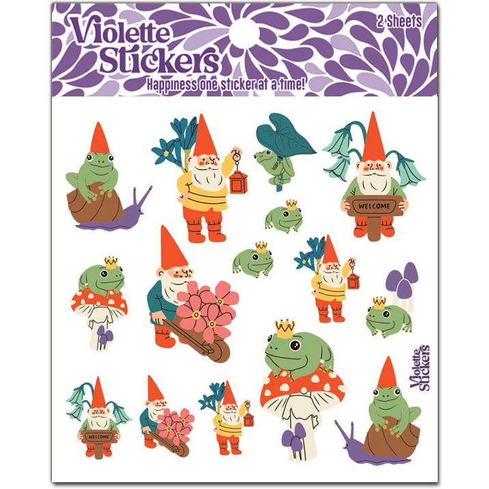 Fun Garden Gnomes and Frogs Stickers Pack