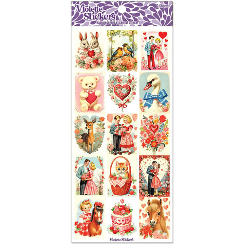Vintage Look Couple Valentines Stickers Pack
