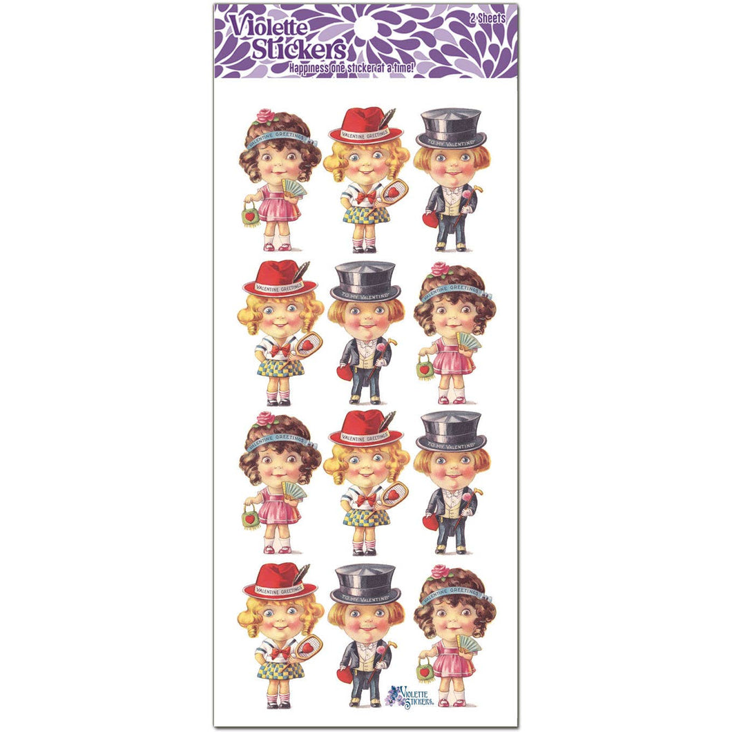 Victorian Look Big Head Valentine Couples Sticker Pack