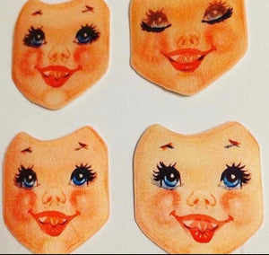 Unused Mid Century Doll Face Flicker Card