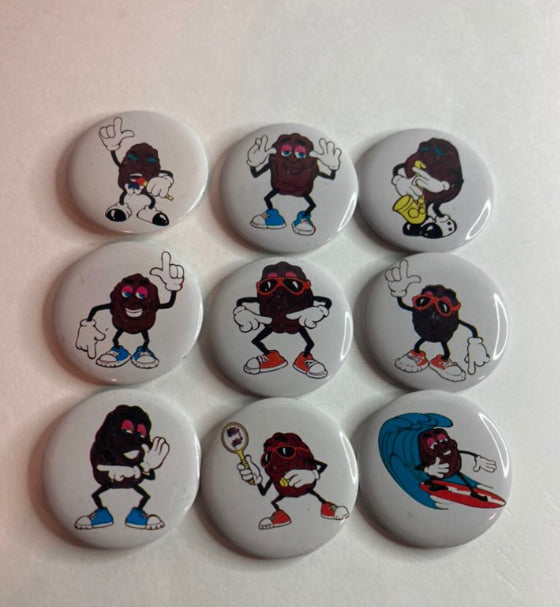 NOS 80’s California Raisins Pinback Button Choice