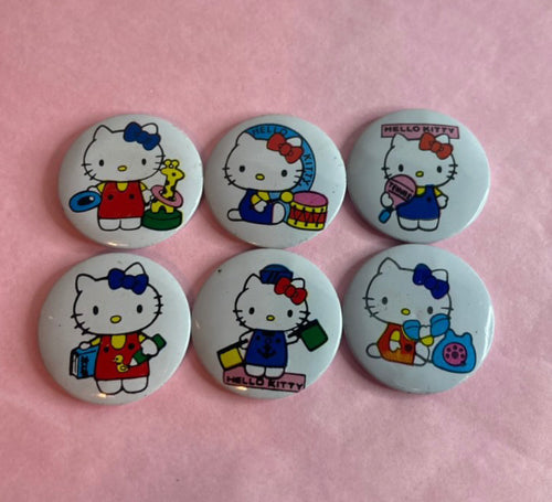 Vintage Hello Kitty Metal Pinback Button Choice