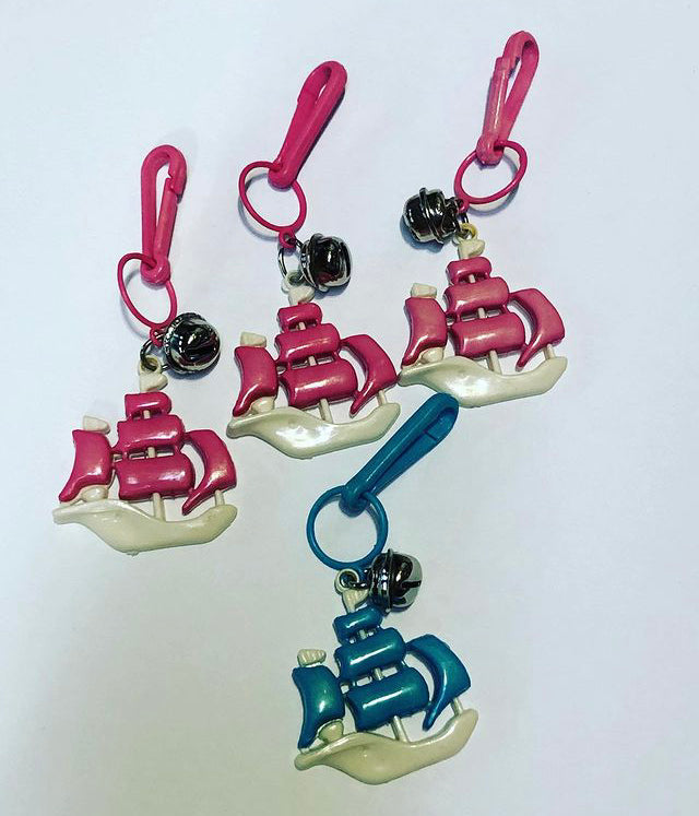 1980’s Plastic Pirate Ship Bell Clip Charm