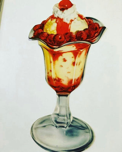 1950’s Raspberry Sundae Ice Cream Paper Sign