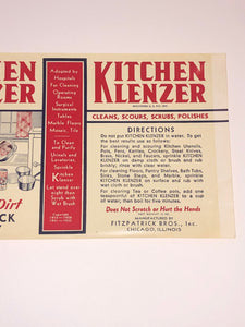 Unused 1930’s Kitchen Klenzer Label