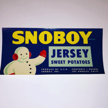 Load image into Gallery viewer, Mid Century Snoboy Sweet Potatoes Crate Label