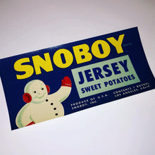 Load image into Gallery viewer, Mid Century Snoboy Sweet Potatoes Crate Label