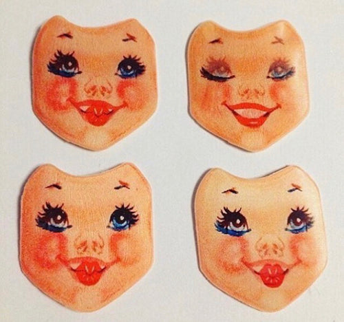 Unused Mid Century Doll Face Flicker Card