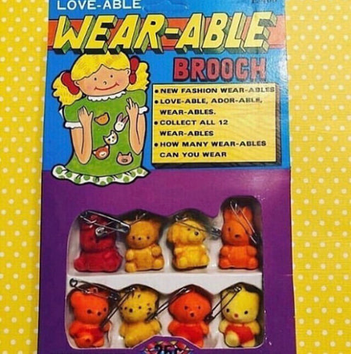 1987 Wearable Flocked Animal Pins in Vending Box