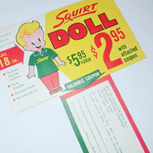 Load image into Gallery viewer, 1962 Squirt Soda Doll Bottle Insert Offer