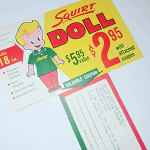 1962 Squirt Soda Doll Bottle Insert Offer